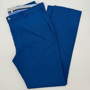 Peter Millar Mens Pants Blue 38x34 Polyester‎ Flat Front Casual Golf Athletic